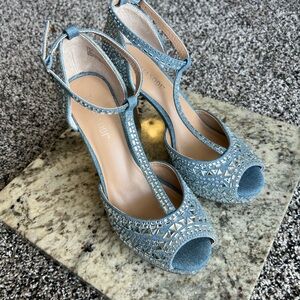 Thalia Sodi Elegant Blue Peep-Toe Heels